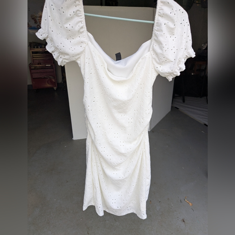 Elegant White Eyelet Dress